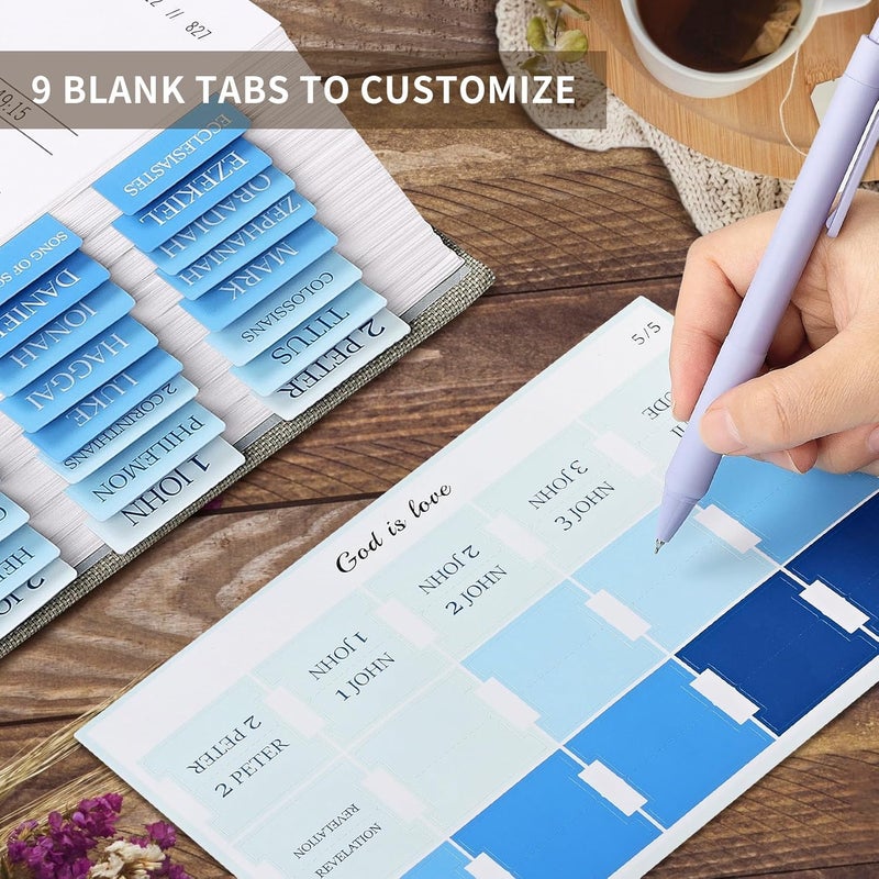 Taja Bible Tabs for Women & Men, Laminated Bible Tabs for Study Bible, Large Print Neutral Bible Tabs for Easy Navigation, Bible Index Tabs, 66 Tabs Old & New Testament, Extra 9 Blank Tabs - Ocean Serenity - Image 5